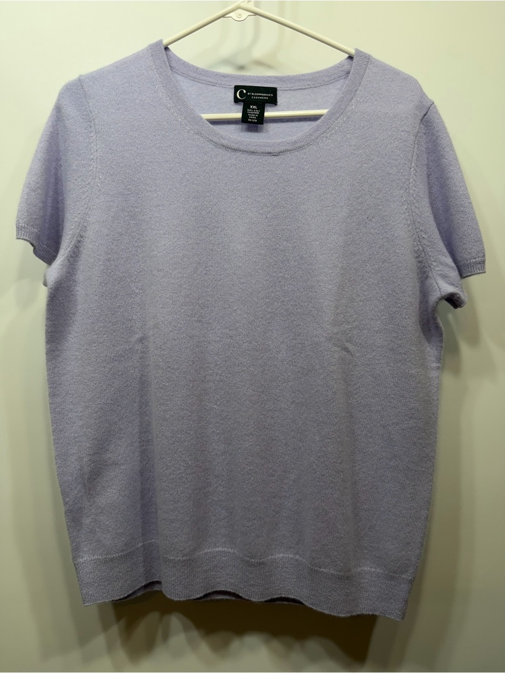 C by Bloomingdale’s 100% 2-Ply Cashmere Sweater XXL Lavender Short Sleeve - Picture 3 of 9